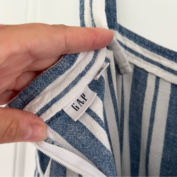 Linen-blend blue and white striped romper - Picture 6 of 6